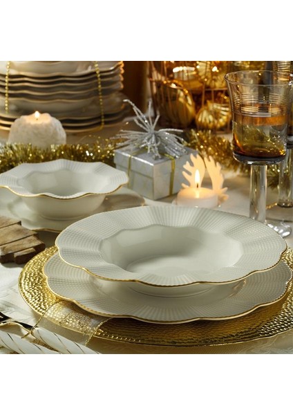 Milenda 83 Prç Mat File Yaldızlı Krem Yemek Tkm modelleri