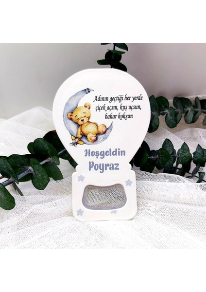 30 Adet Yeni Doğan Bebek Buzdolabı Magnet Yıldızda Uyuyan Ayıcık