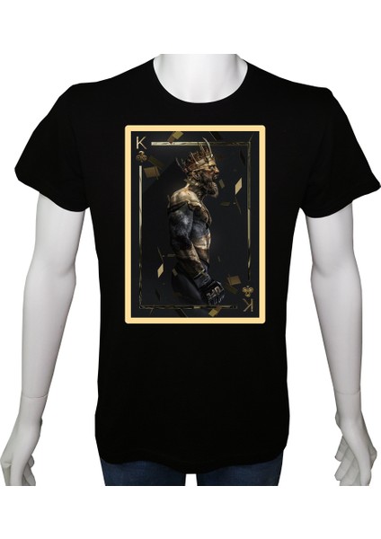 Erkek T-Shirt Siyah 'iskambil' Baskılı Xs