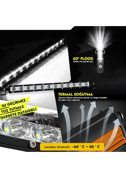 38 cm Offroad LED Beyaz Bar 12 LED