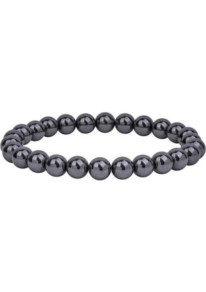 Hakiki Doğaltaş Hematit Taşı Unisex Bileklik