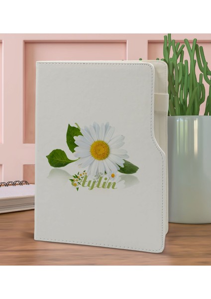Gift Kişiye Özel Papatya Temalı Beyaz Termo Deri Not Defteri 15X21CM-4 fiyatları