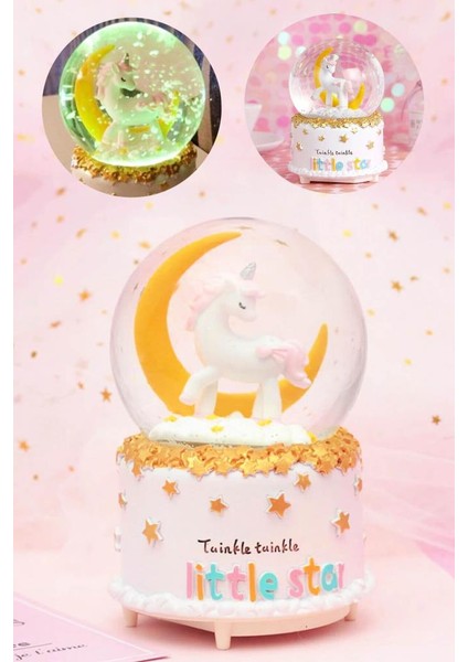 Unicorn Ay Şekilli Kar Küresi E