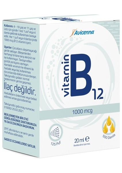 B12 Vitamini 1000 Mcg 20 ml