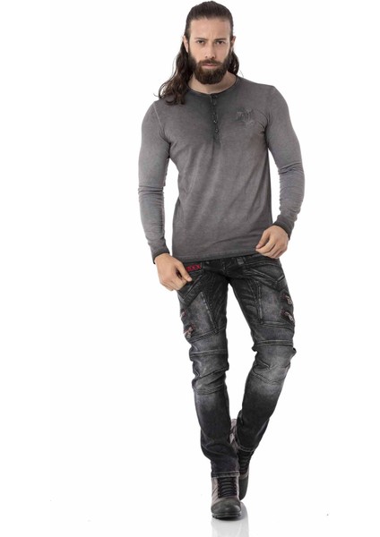 CL523 Düğmeli Yaka Antrasit Sweatshirt fırsatları
