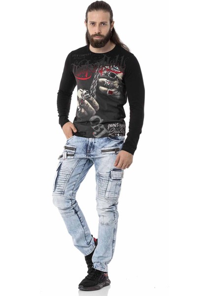 Cipo & Baxx CL511 Yüzük Baskılı Siyah Sweatshirt