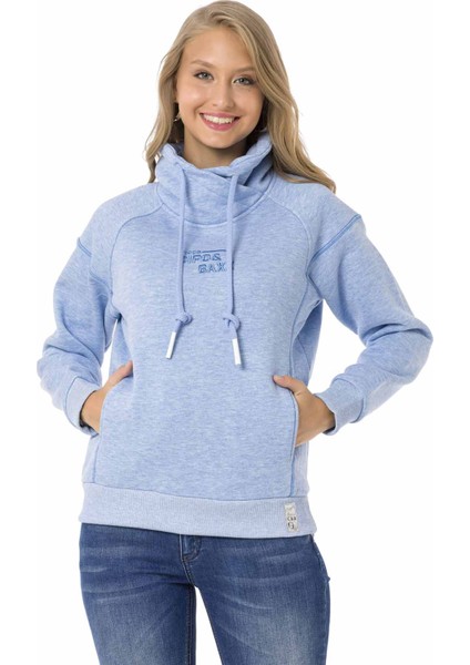 WL336 Şal Yaka Kalın Mavi Sweatshirt
