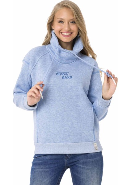 WL336 Şal Yaka Kalın Mavi Sweatshirt
