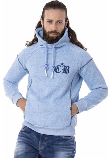 CL529 Jumbo Yaka Kışlık Mavi Sweatshirt