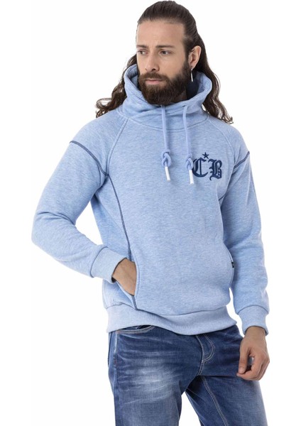 CL529 Jumbo Yaka Kışlık Mavi Sweatshirt