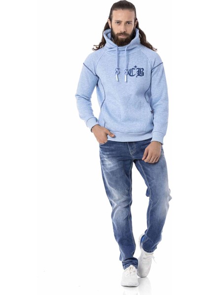 CL529 Jumbo Yaka Kışlık Mavi Sweatshirt