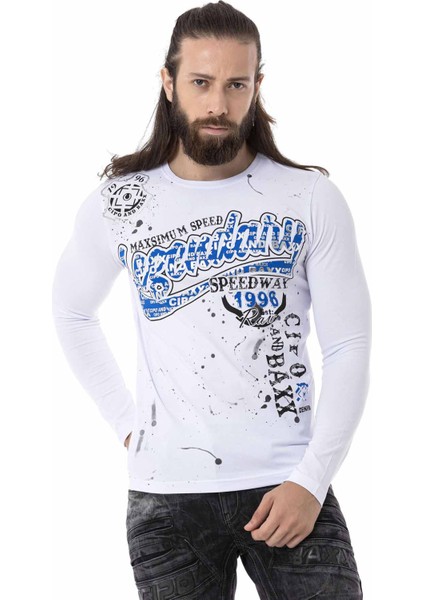 CL510 Baskılı Beyaz Ince Sweatshirt