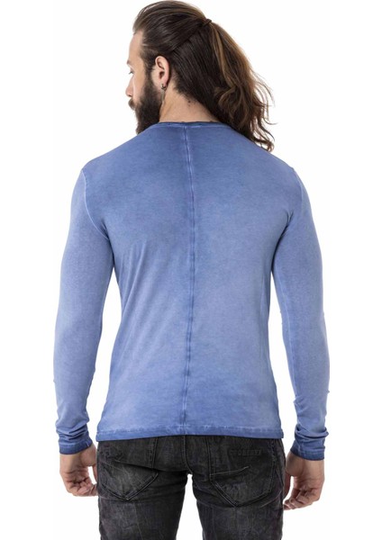 CL512 V Yaka Mavi Ince Sweatshirt modelleri