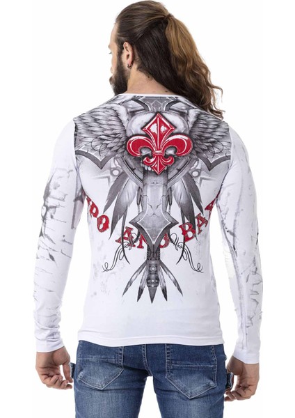 CL522 Desenli Beyaz Ince Sweatshirt modelleri