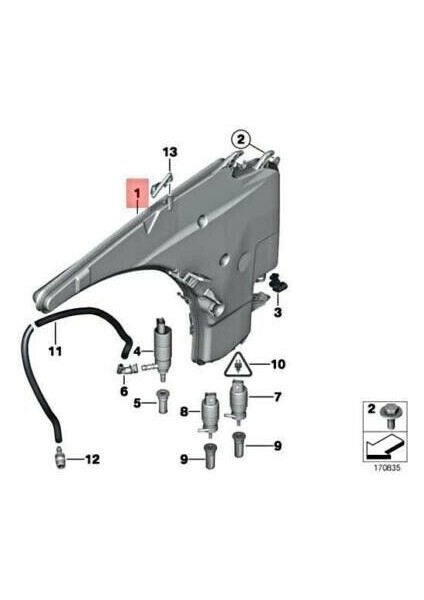 Bmw 3 Serisi E90 Silecek Su Deposu Far Yıkamalı 2005-2011 61667238668