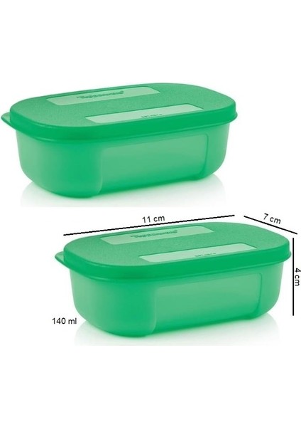 Melek Kap 2'li 140 ml Mini Saklama Kabı Yeşil Hsgl