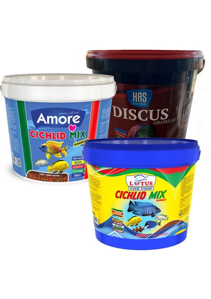 Discus Granulat ve ve 2 Kova Cichlid Mix Akvaryum Balık Yemi