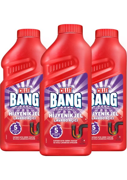 Cillit Bang Turbo Hijyenik Jel Lavabo Açıcı 3 x 500 ml