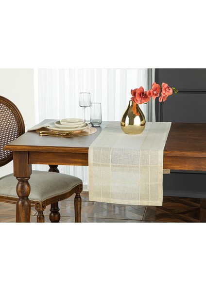 Lux Linen Look Polyester Runner 40 x 150 cm Bej