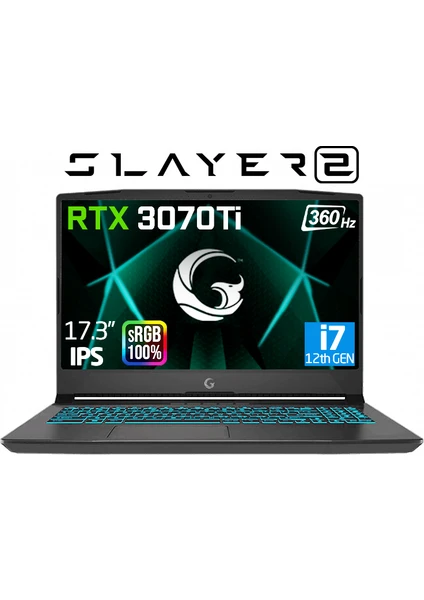 Game Garaj Slayer2 D5 10XL-3070TI C2 İntel Core i7-12700H 32GB 1TB SSD RTX3070TI 8GB 17.3" Freedos Taşınabilir Bilgisayar + Çanta