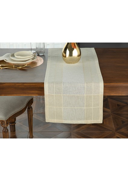 Lux Linen Look Polyester Runner 40 x 150 cm Bej
