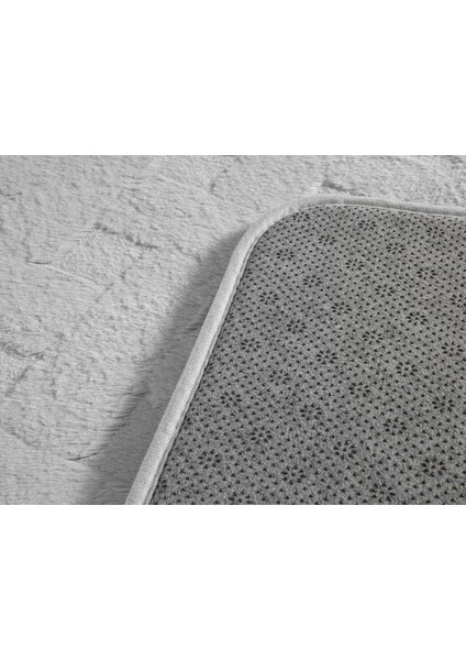 Modest Grid Rabbit Peluş Banyo Paspası Setı 60 x 90 CM+45 x 60 cm Gri modelleri