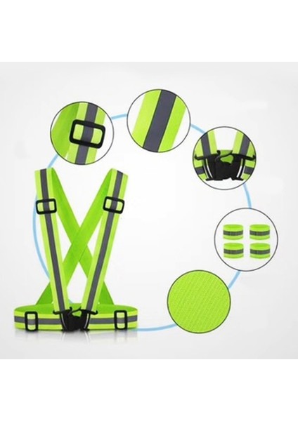 Yüksek Görünürlüklü Reflektörlü Ayarlanabilir Yeşil Motosiklet Yeleği Reflektörlü Yeni Yasaya Uygun