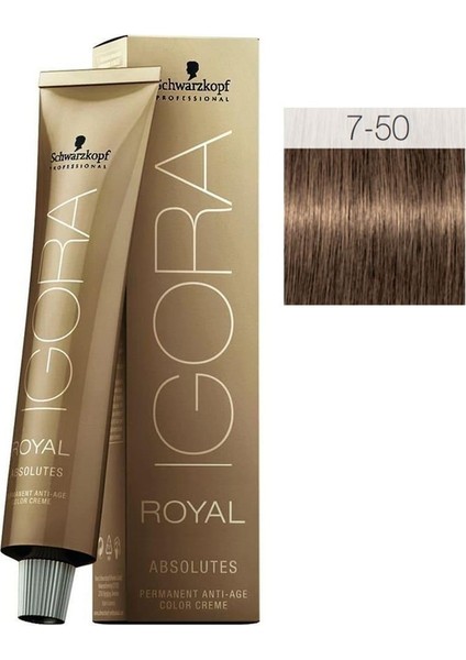 10 Adet Igora Royal Absolutes 7-50 Kumral-Doğal Altın Saç Boyası