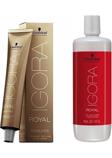 4 Adet Igora Royal Absolutes 8-60 Açık Kumral Çikolata Doğal Saç Boyası + 1l Oksidan