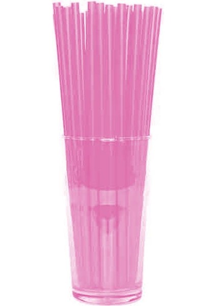 Pipet Renkli Frozen Uzun Pembe