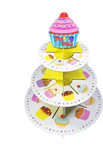 Stand 3 Katlı Karton Cupcake Temalı