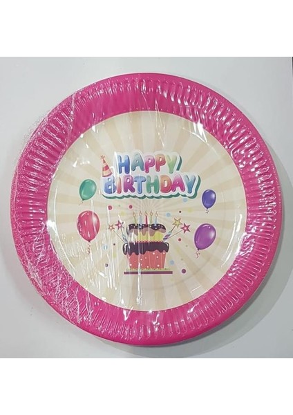 Tabak Karton Happy Bırtday Pembe