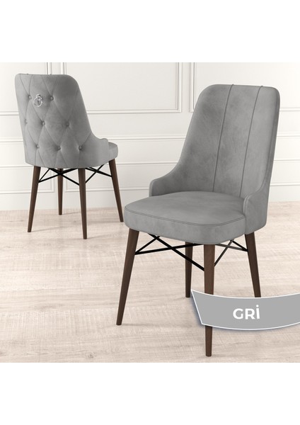 Concept Pare Serisi, Ceviz Gürgen Ayaklı, 1.sınıf Babyface Ithal Kumaş Sandalye, Gümüş Halkalı, 1 Adet