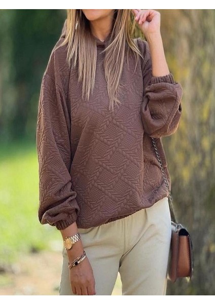 Kapitone Kapüşonlu Sweatshirt
