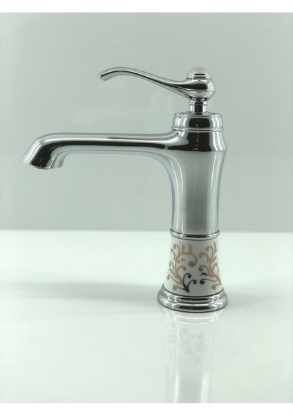 Seramik Desenli Krom Lavabo Bataryası