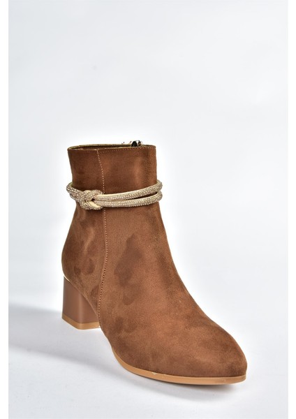 Taba Süet Taş Detaylı Kalın Topuklu Kadın Bot N251035002 fırsatları