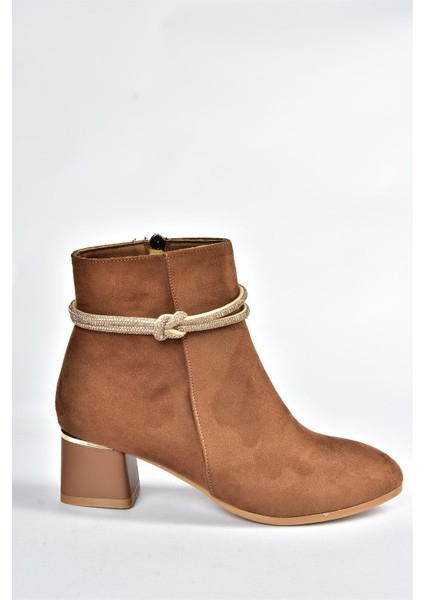 Taba Süet Taş Detaylı Kalın Topuklu Kadın Bot N251035002 indirimleri
