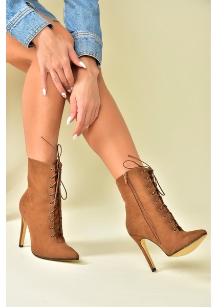 Taba Süet Ince Yüksek Topuklu Kadın Bot L372493502 fırsatları