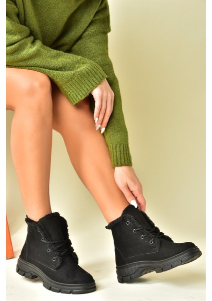 Siyah Süet Alçak Topuklu Kadın Bot N820160002