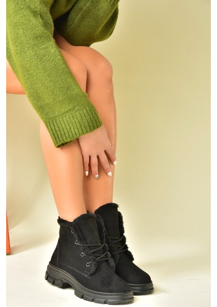 Siyah Süet Alçak Topuklu Kadın Bot N820160002 modelleri