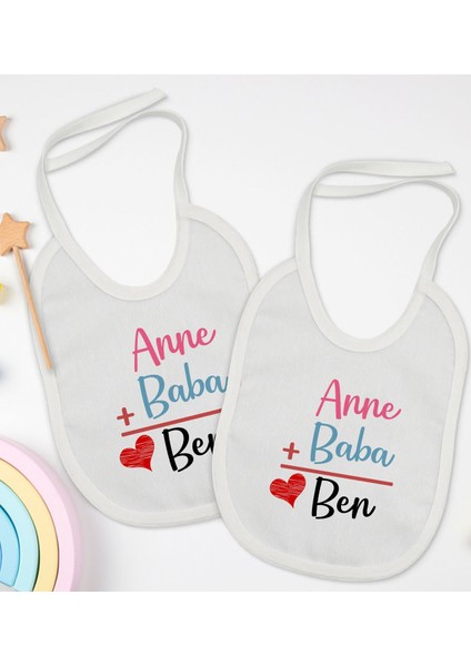 Kids Anne Baba Tasarımlı 2’li Beyaz Mama Önlüğü-1