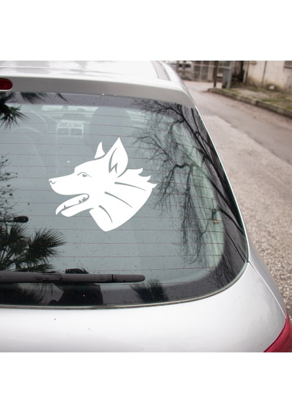Dilini Dışarı Çıkartan Asil Köpek Sticker 35 cm - Beyaz