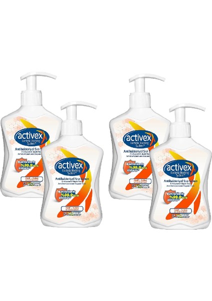 Actıvex Antibakteriyel Aktif Sıvı Sabun 300 ml x 4 Adet