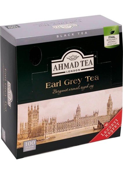 Earl grey Bardak Poşet Çay 100'LÜ x 12 Adet