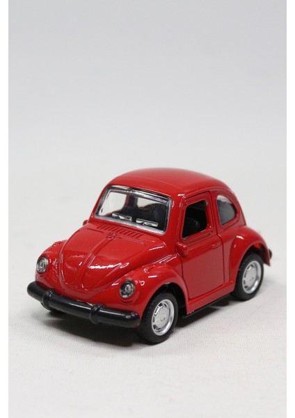1967 Volkswagen Beetle Çek Bırak Metal Oyuncak Araba 9 cm Kırmızı