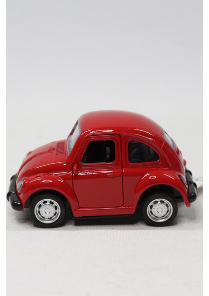1967 Volkswagen Beetle Çek Bırak Metal Oyuncak Araba 9 cm Kırmızı