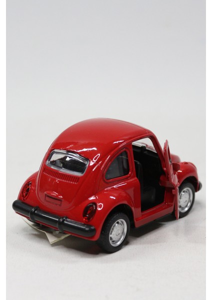 1967 Volkswagen Beetle Çek Bırak Metal Oyuncak Araba 9 cm Kırmızı