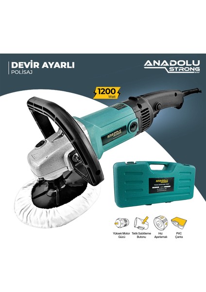 Anadolu Strong Anadolustrong ANS1002 Profesyonel Polisaj Makinesi 6 Kademeli 1200W Pasta Cila Zımpara Makinesi