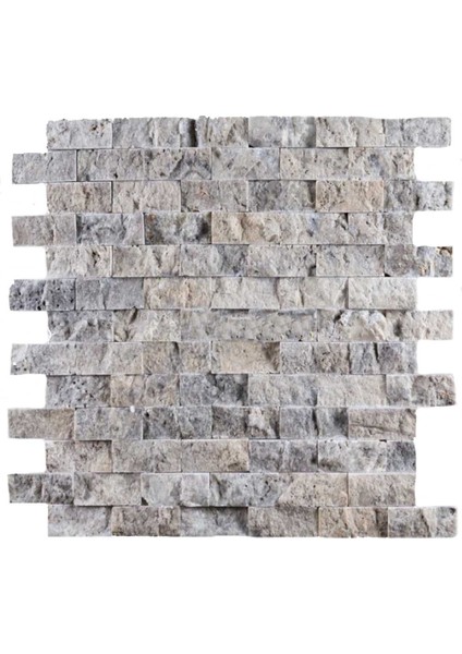 Gümüş Traverten Patlatma Mozaik Renk Gümüş