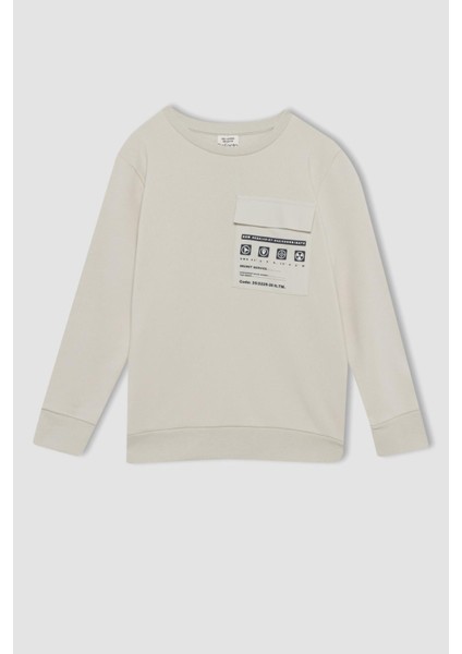 Erkek Çocu Bisiklet Yaka Cep Baskılı Sweatshirt X9715A622AU indirimleri